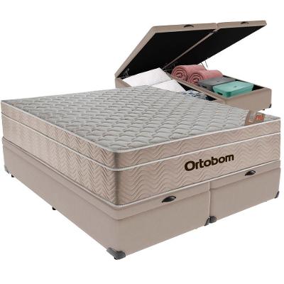 Cama Box Baú E Colchão Airtech Springpocket Molas Ensacadas Queen Ortobom Queen Bege