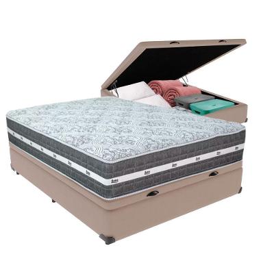 Cama Box Baú E Colchão Black Graphite Molas Ensacadas Casal 138x188x27 Anjos Casal Bege