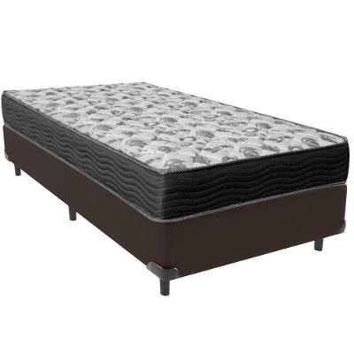 Cama Box Marrom E Colchão Iso100 Espuma D33 Solteiro Ortobom