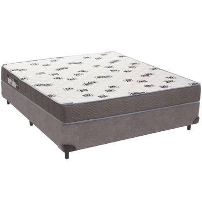 Cama Box Cinza E Colchão Light Espuma D33 Casal Ortobom