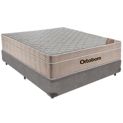 Cama Box Cinza E Colchão Airtech Springpocket Molas Ensacadas Casal Ortobom