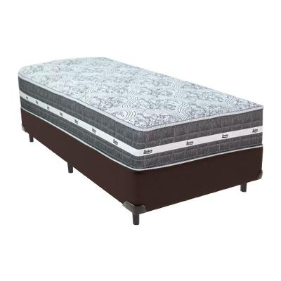 Cama Box Marrom E Colchão Black Graphite Molas Ensacadas Solteiro 88x188x32 Anjos