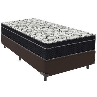 Cama Box Marrom E Colchão Airtech 150 Espuma D45 Solteiro Ortobom