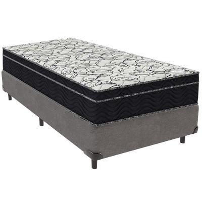 Cama Box Cinza E Colchão Airtech 150 Espuma D45 Solteiro Ortobom