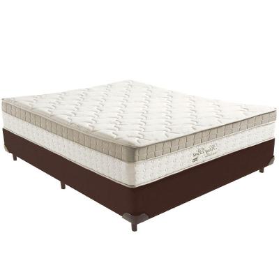 Cama Box Marrom E Colchão King Best Bege Molas Ensacadas Casal Anjos