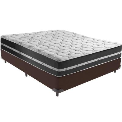 Cama Box Marrom E Colchão Classic Preto Molas Ensacadas Casal Anjos
