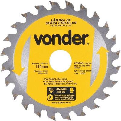Disco De Serra Circular 110 X 20mm Para Madeira 24 Dentes - Vonder
