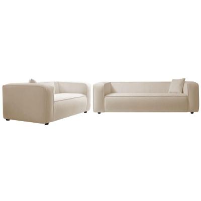 Kit Sofá 2 Lugares 160cm E Poltrona Decorativa Escritório Orgânico Cecília Linho - Amarena Móveis Cor Bege