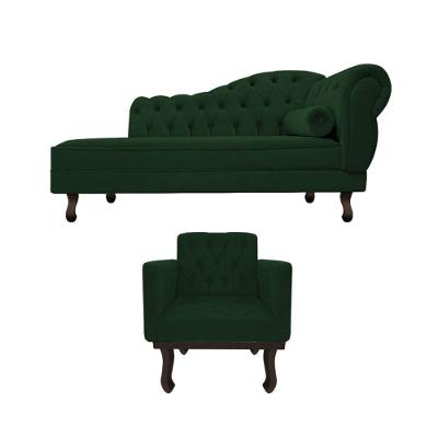 Kit Diva Recamier Diana 120cm Lado Esquerdo E 1 Poltrona Classic Suede - Amarena Móveis Cor Verde