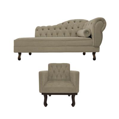Kit Diva Recamier Diana 120cm Lado Esquerdo E 1 Poltrona Classic Suede - Amarena Móveis Cor Cappuccino