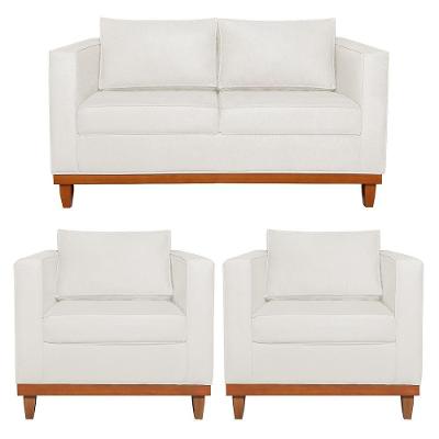 Kit Sofa 3 Lugares E 2 Poltronas Europa 180 Cm Bouclé - Amarena Móveis Cor Cinza