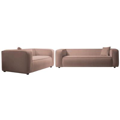 Kit Sofá 2 Lugares 160cm E Poltrona Decorativa Escritório Orgânico Cecília Linho - Amarena Móveis Cor Rosê