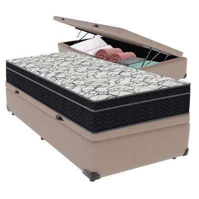 Cama Box Baú Bege E Colchão Airtech 150 Espuma D45 Solteiro Ortobom