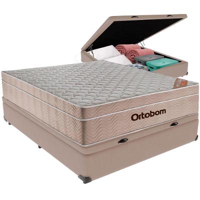 Cama Box Baú Bege E Colchão Airtech Springpocket Molas Ensacadas Casal Ortobom