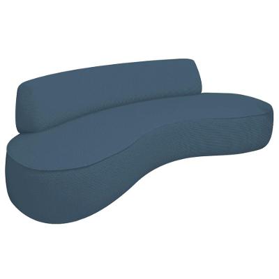 Sofá Curvo 2 Lugares Orgânico Escritório Recepção Sala Amsterdã 130cm Linho - Amarena Móveis Cor Azul Royal