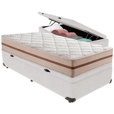 Cama Box Baú Branco E Colchão Classic 22 Cm Molas Ensacadas Solteiro Anjos