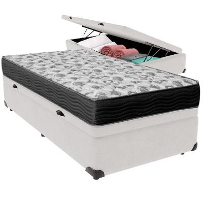 Cama Box Baú Branco E Colchão Iso100 Espuma D33 Solteiro Ortobom