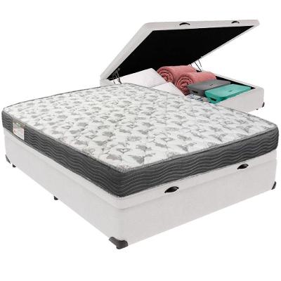 Cama Box Baú Branco E Colchão Iso100 Espuma D33 Casal Ortobom