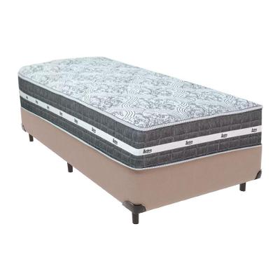 Cama Box Bege E Colchão Black Graphite Molas Ensacadas Solteiro 88x188x27 Anjos
