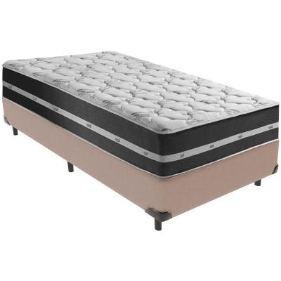 Cama Box Bege E Colchão Classic Preto Molas Ensacadas Solteiro Anjos