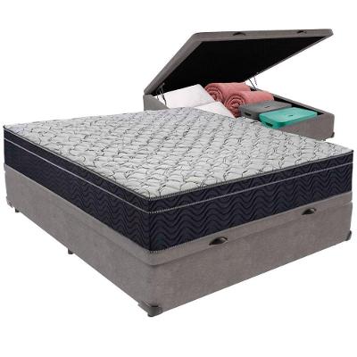 Cama Box Baú Cinza E Colchão Airtech 150 Espuma D45 Viúvo Ortobom