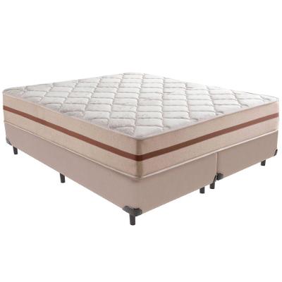 Cama Box Bege E Colchão Classic 26 Cm Molas Ensacadas Queen Anjos