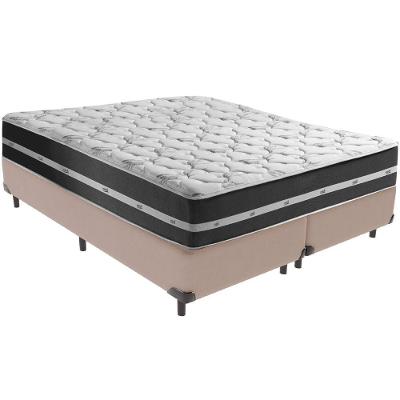 Cama Box Bege E Colchão Classic Preto Molas Ensacadas King Anjos