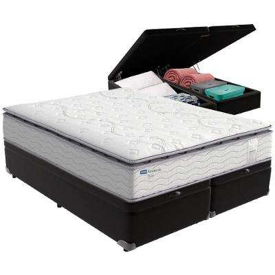 Cama Box Baú Preto E Colchão Amsterdã Molas Ensacadas Queen Probel