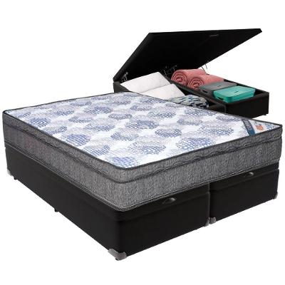 Cama Box Baú Preto E Colchão Iso Superpocket Molas Ensacadas Queen Ortobom