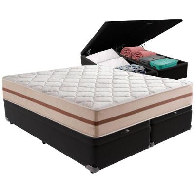 Cama Box Baú Preto E Colchão Classic 22 Cm Molas Ensacadas Queen Anjos