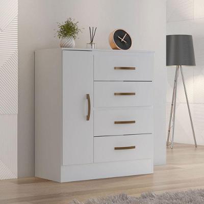 Cômoda Sapateira Para Quarto 1 Porta 4 Gavetas Lisa Branco