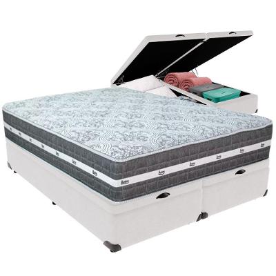 Cama Box Baú Branco E Colchão Black Graphite Molas Ensacadas Queen 158x198x32 Anjos