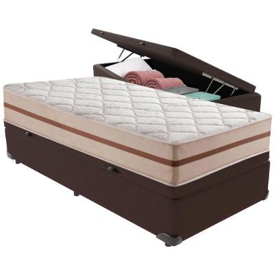Cama Box Baú Marrom E Colchão Classic 22 Cm Molas Ensacadas Solteiro Anjos