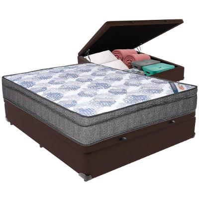 Cama Box Baú Marrom E Colchão Iso Superpocket Molas Ensacadas Casal Ortobom