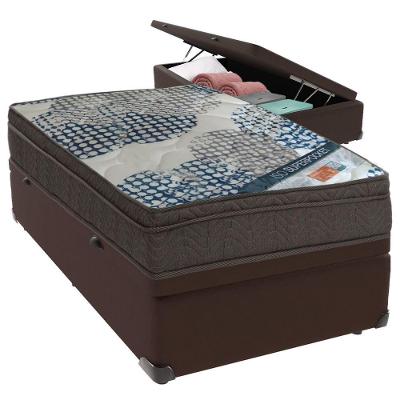 Cama Box Baú Marrom E Colchão Iso Superpocket Molas Ensacadas Solteiro Ortobom