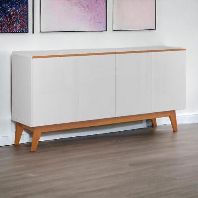 Buffet Ares Lux 04 Portas Branco E Nature Tebarrot