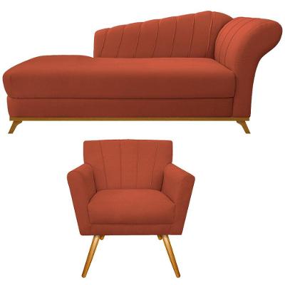 Kit Diva Recamier Vanessa 185cm Lado Esquerdo E 01 Poltrona Laura Suede Cor Terracota