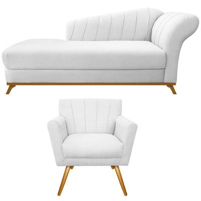 Kit Diva Recamier Vanessa 140cm Lado Esquerdo E 01 Poltrona Laura Suede Cor Branco
