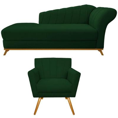 Kit Diva Recamier Vanessa 140cm Lado Esquerdo E 01 Poltrona Laura Suede Cor Verde