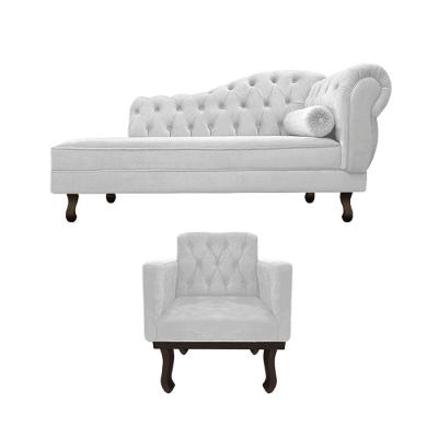 Kit Diva Recamier Diana 120cm Lado Esquerdo E 1 Poltrona Classic Suede - Amarena Móveis Cor Branco
