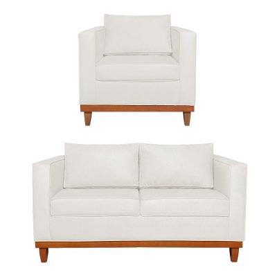 Kit Sofa 2 Lugares E Poltrona Europa Bouclé - Amarena Móveis Cor Branco