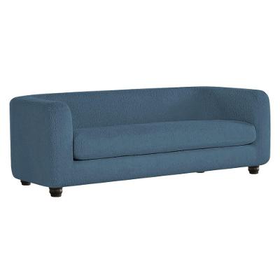 Sofá 3 Lugares Luxo Recepção Escritorio Sala Veneza 180cm Linho Cor Azul Royal
