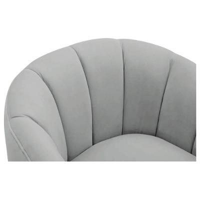 Poltrona Decorativa Sala De Estar Recepção Mavie Base De Ferro Preto Bouclé - Amarena Móveis Cor Cinza