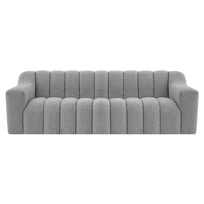 Sofá 2 Lugares Luxo Recepção Escritorio Sala Elegance 180cm Bouclé Cor Cinza