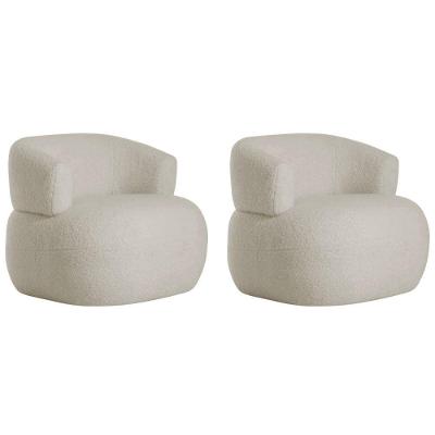 Kit 2 Poltronas Decorativa Sala De Estar Recepção Suiça Linho - Amarena Móveis Cor Bege