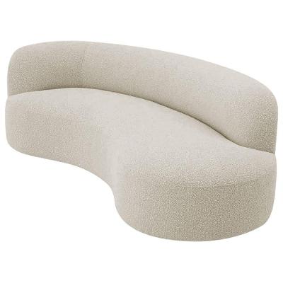 Divã Recamier Orgânico Tokyo 160cm Lado Direito Bouclé - Amarena Móveis Cor Bege
