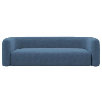 Sofá 3 Lugares 200cm Orgânico Luxo Recepção Melina Linho Adj Decor Azul Royal