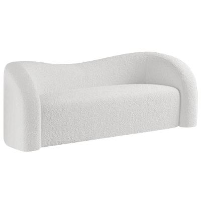 Sofá Curvo 3 Lugares Orgânico Sala Recepção Escritório Coréia 180cm Bouclé Cor Branco