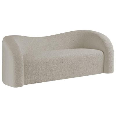 Sofá Curvo 3 Lugares Orgânico Sala Recepção Escritório Coréia 180cm Linho Cor Bege