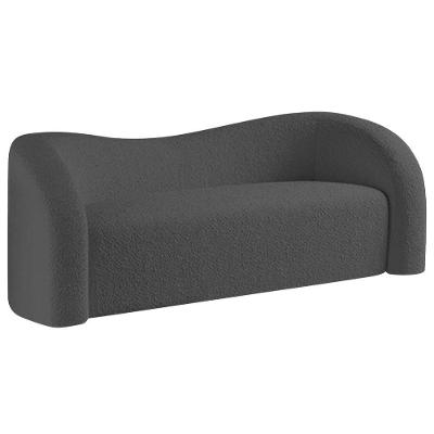 Sofá Curvo 3 Lugares Orgânico Sala Recepção Escritório Coréia 180cm Linho Cor Chumbo